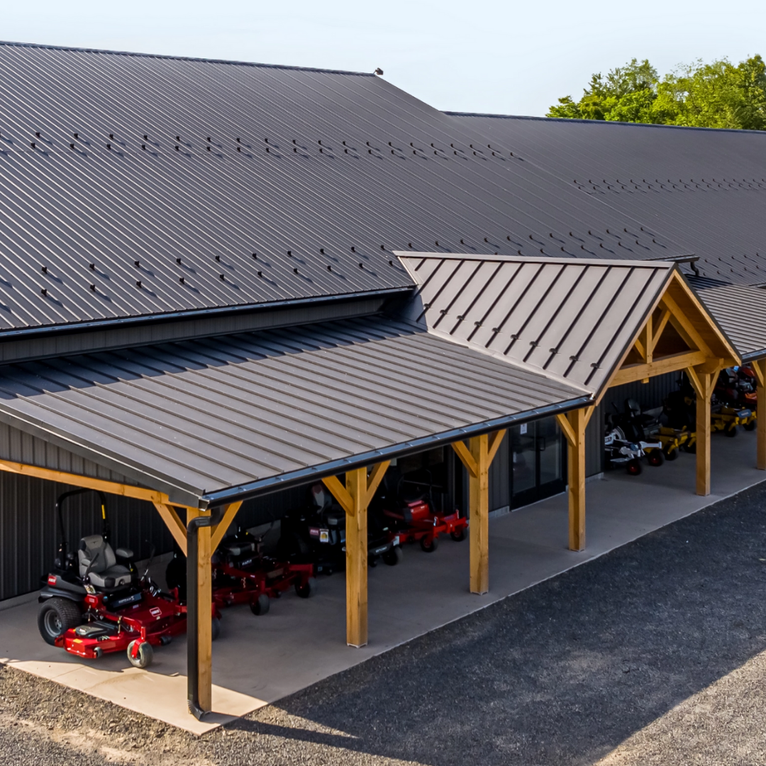 Pole barn and agricultural building featuring durable framing and exterior materials designed for farm and rural property use.